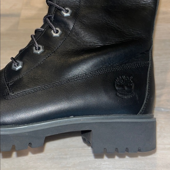 Timberland 8632A Black leather Women's Tall 14 inch Boots Side Zip size 6 NEW - Picture 10 of 11